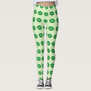Green Irish Kiss Lipstick Muster St Paddy's Day Leggings
