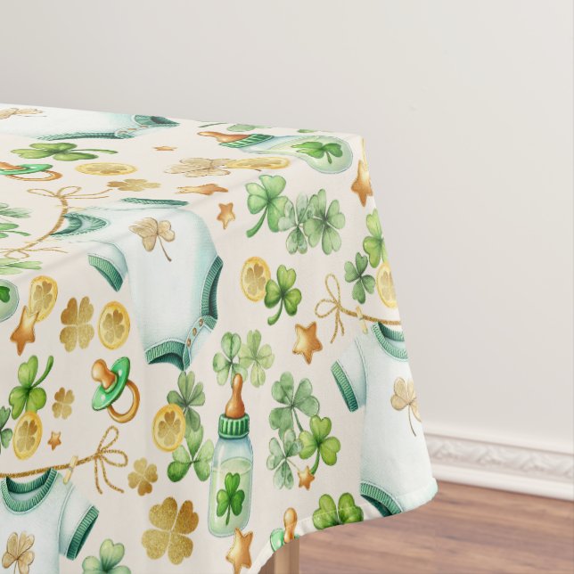 Green Irish Kleeblatt Baby Shower Tableclout Tischdecke (Beispiel)