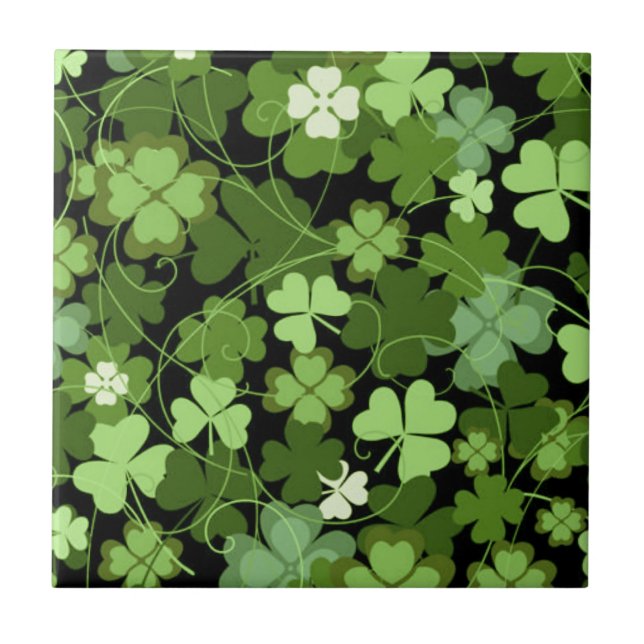 Green Irish Kleeblatt Fliese (Vorderseite)