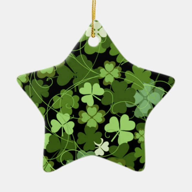 Green Irish Kleeblatt Keramik Ornament (Vorne)