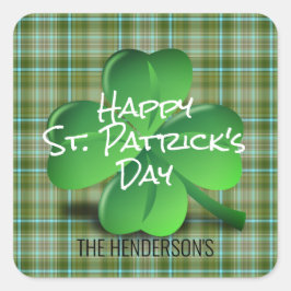 Green Irish Kleeblatt St Patricks Day Family Quadratischer Aufkleber