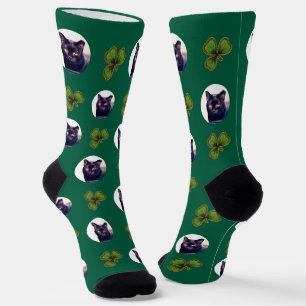 Green Irish Kleeblatt und Foto Custom Face Socks Socken