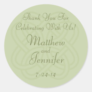 Green Irish Knot Custom Wedding Fevor Labels Runder Aufkleber