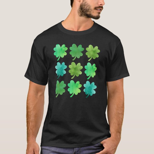 Green Irish Lucky Kleeblatts Vier Leaf C St Patric T-Shirt (Vorderseite)