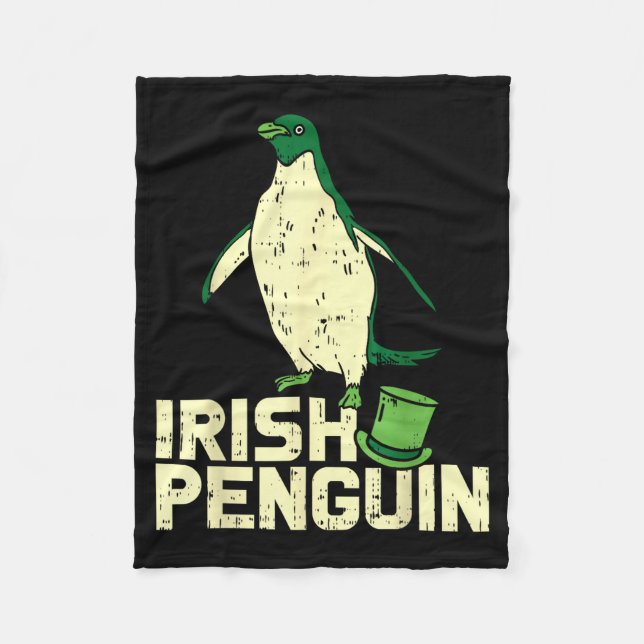 Green Irish Penguin Cute St Patricks Day Animal Lo Fleecedecke (Vorderseite)