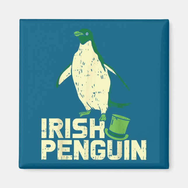 Green Irish Penguin Cute St Patricks Day Animal Lo Magnet (Vorne)
