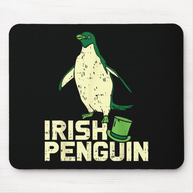 Green Irish Penguin Cute St Patricks Day Animal Lo Mousepad (Vorne)