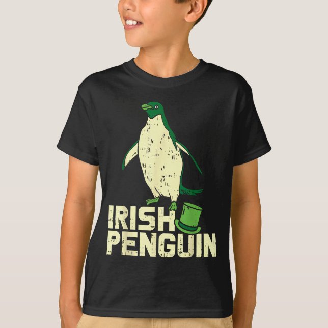 Green Irish Penguin Cute St Patricks Day Animal Lo T-Shirt (Vorderseite)