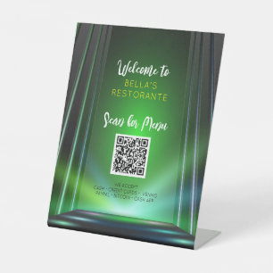 Green Irish Pub Menu Restaurant QR Code Table Sign Sockelschild