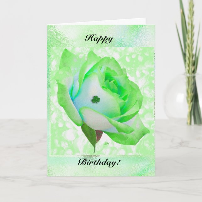 Green Irish Rose und Geburtstag! Karte (Vorderseite)
