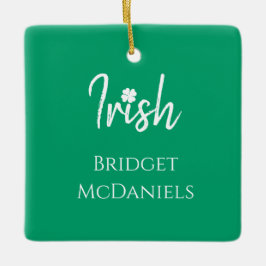 Green Irish Vierblättriges Kleeblatt St Patricks D Keramikornament