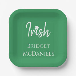 Green Irish Vierblättriges Kleeblatt St Patricks D Pappteller