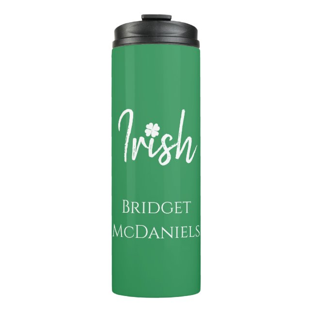 Green Irish Vierblättriges Kleeblatt St Patricks D Thermosbecher (Vorderseite)