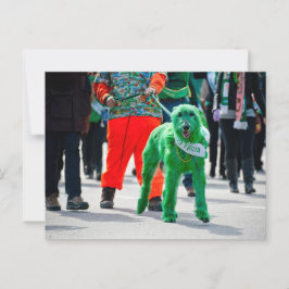 Green Irish Wolfhound Dog St. Patrick's Day Parade Postkarte