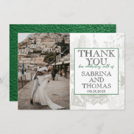 Green Italy Wedding Foto Vielen Dank Dankeskarte