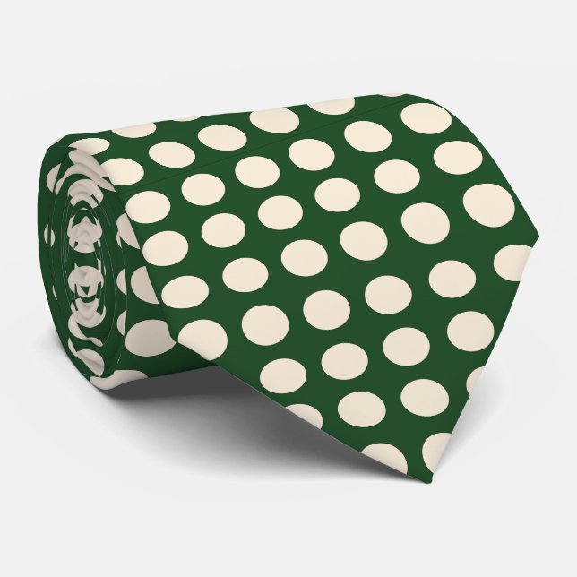 Green Ivory Color Polka Dot Krawatte (Gerollt)