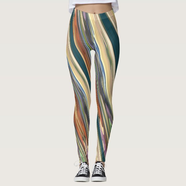 Green Ivory Irregular Stripes Leggings (Vorderseite)