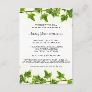 Green Ivy - 3x5 Baby Dusche Einladung