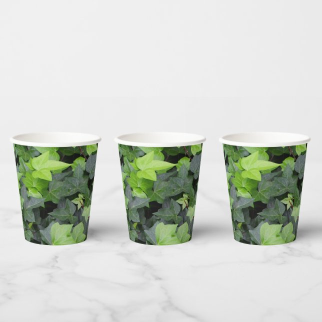 Green Ivy Botanical Print Pappbecher (Multi)