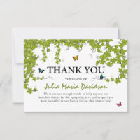 Green Ivy & Butterfys Beileid Danke Karte