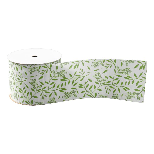 Green Ivy Floral Botanical Grosgrain Ribbon Ripsband (Spule)
