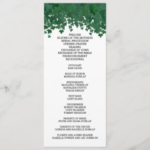 Green Ivy Garden Wedding Programm