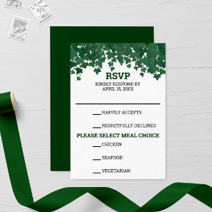 Green Ivy Garden Wedding RSVP Card Karte
