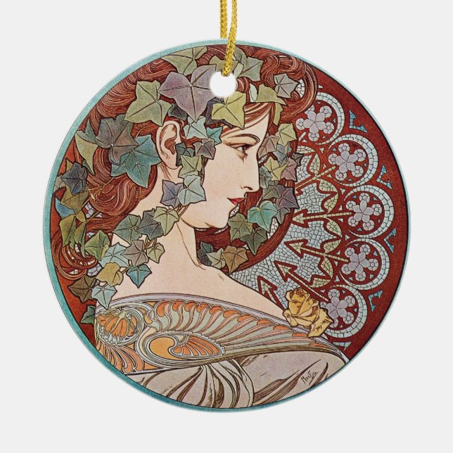 Green Ivy Goddess Art Keramikornament (Vorne)