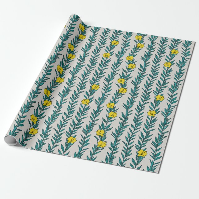Green Ivy mit gelben Blumen Geschenkpapier (Ungerollt)