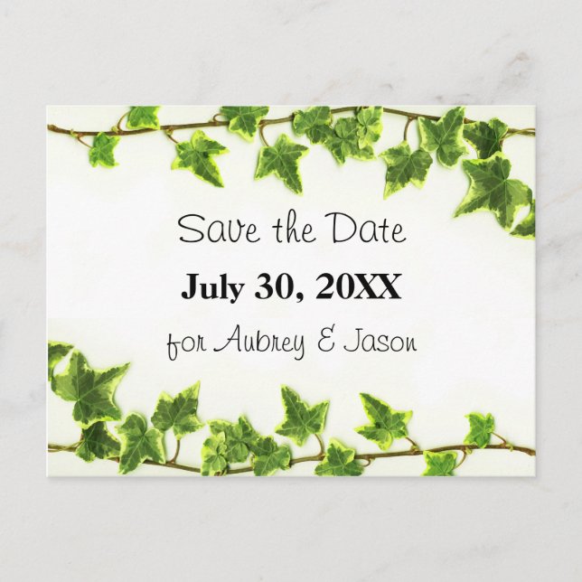 Green Ivy - Save the Date Postkarte (Vorderseite)