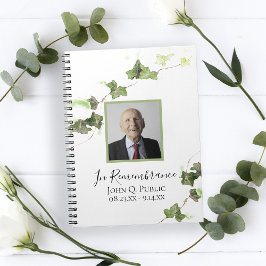 Green Ivy Watercolor Beerdigung-Gästebuch Notizblock