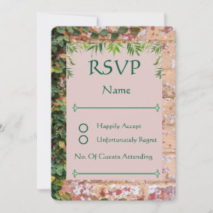 Green Ivy Wedding Rounded RSVP Card bemalt Ziegels
