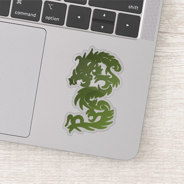 Green Jade Chinese Dragon Silhouette Aufkleber (Detail)