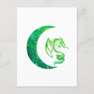 Green Jade Moon und Dragon Postkarte