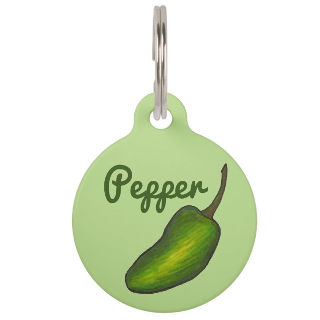Green Jalapeño Hot Pepper Personalisiert mein Name Tiermarke (Vorderseite)