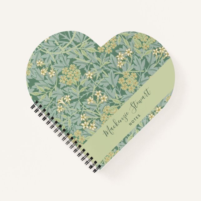Green Jasmine Floral Pattern Name Notizbuch (Vorderseite)