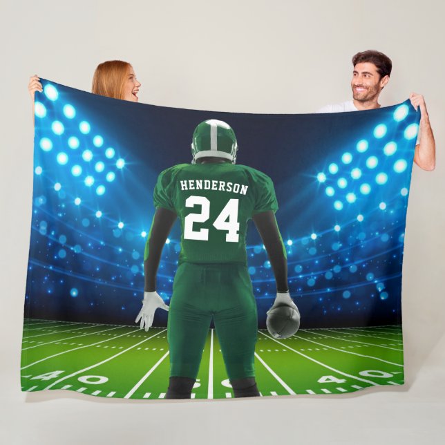 Green Jersey Personalisiert Football Player Fleecedecke (Beispiel)