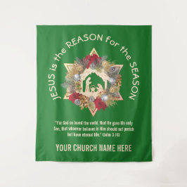 Green JESUS IST DER GRUND FÜR Weihnachten Wandteppich