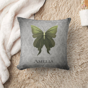 Green Jeweled Butterfly Kissen