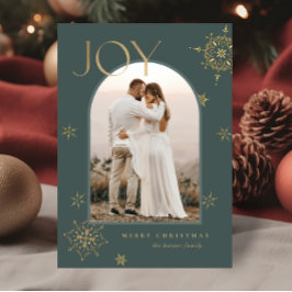 Green Joy Arch Modern Snowflake Foto Feiertagskarte
