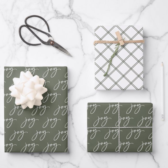 Green Joy Holiday Geschenkpapier Set (Vorderseite)