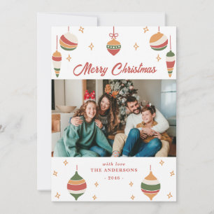 Green Joyful Weihnachtsschmuck Familie Fotokarten Feiertagskarte