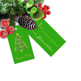 Green Joyoux Noel Christmas Tree Gift Tag Geschenkanhänger