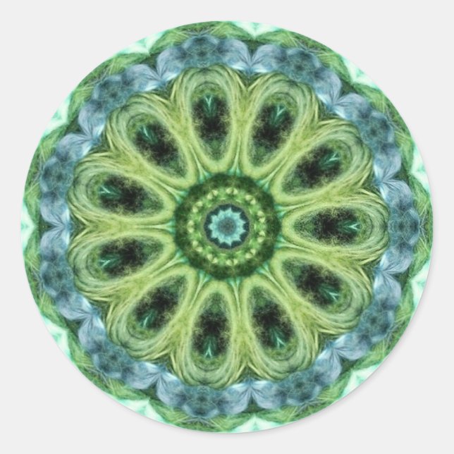 Green Kaleidoskop Runder Aufkleber (Vorderseite)