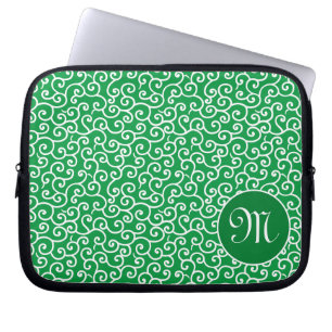 Green Karakusa Arabesque Spiral Muster Laptopschutzhülle