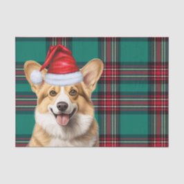 Green Kariert Christmas Pembroke Welsh Corgi Dog Seidenpapier