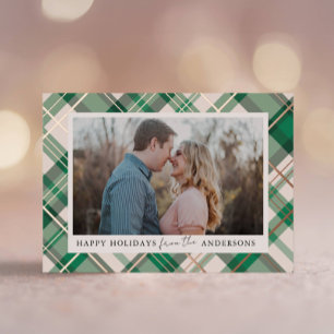 Green Kariert Frame Christmas Real Foil Foto Folien Feiertagskarte