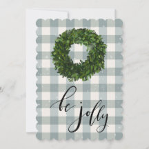 Green Kariert Gingham Christmas Snow Wreath