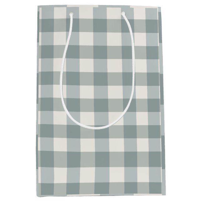 Green Kariert Gingham Country Farm Einfach Mittlere Geschenktüte (Vorderseite)