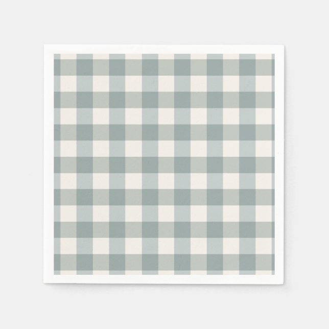 Green Kariert Gingham Country Farm Einfach Serviette (Vorderseite)